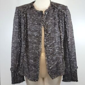 ST. JOHN COLLECTION Tweed Fringe Coat Blazer size 8